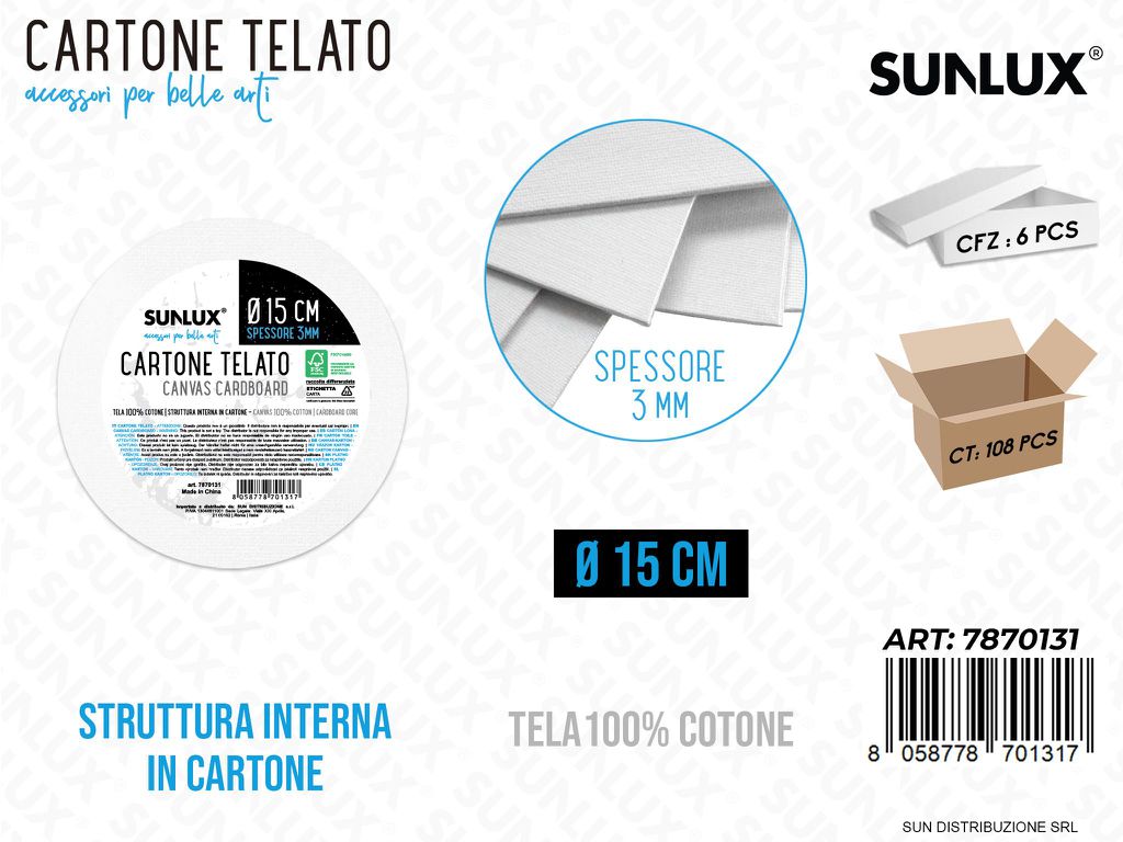 Cartone Telato Rotondo D.15CM*3MM