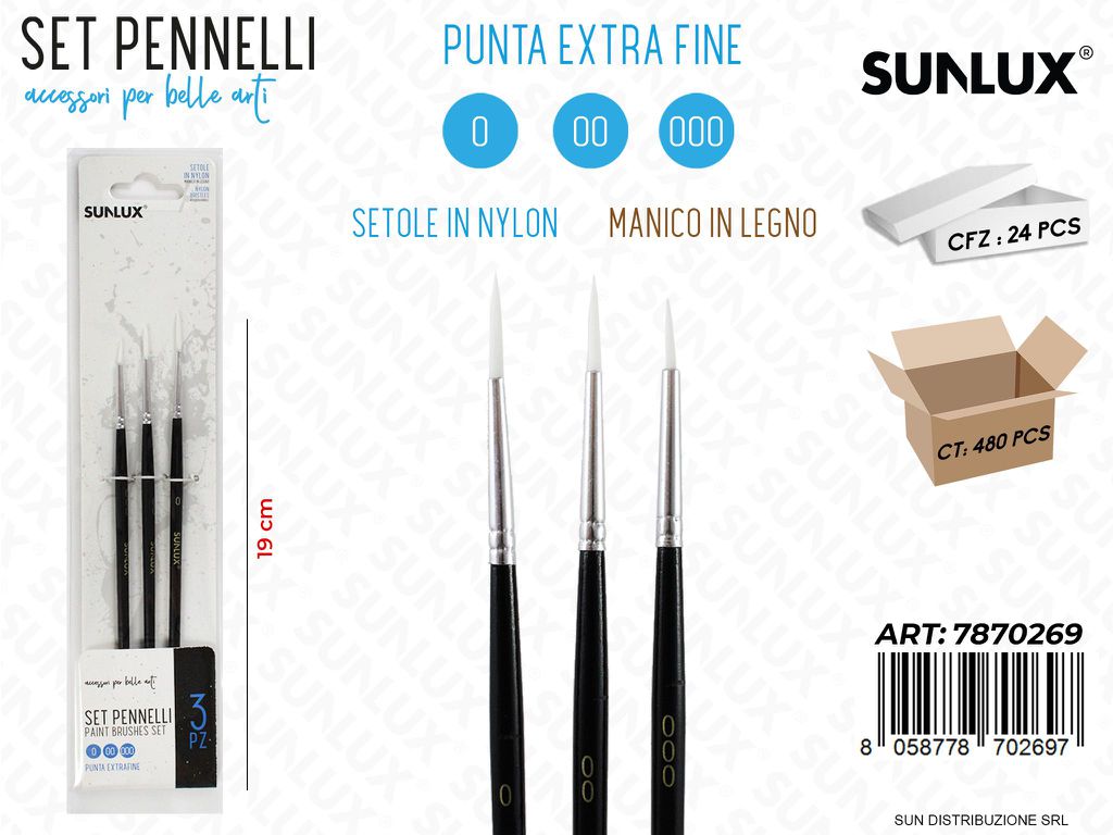 Set di Pennelli Artistici Mis. 000-00-0 3PCS