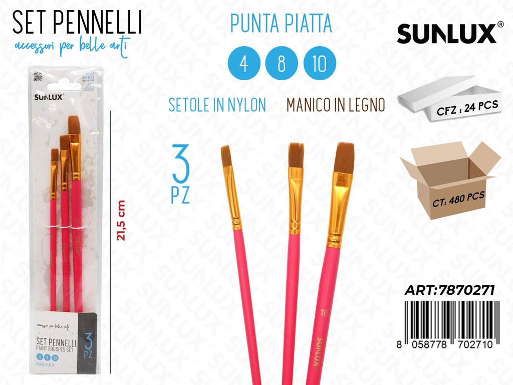 Set 3 Pennelli Artistici Punta 10-8-4