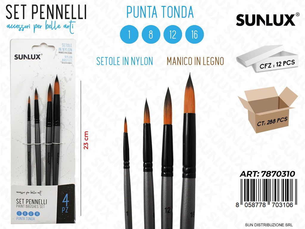 SET4 Pennelli Artistici MIS.1-8-12-16 22.5CM