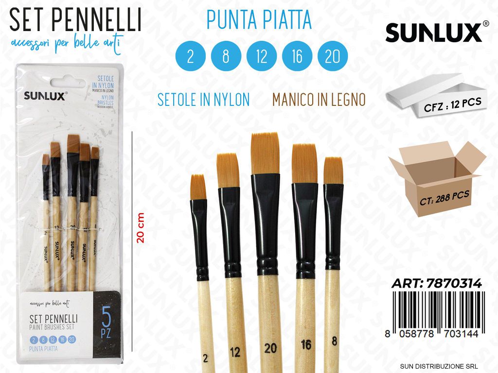 SET5 Pennelli Artistici MIS.2-12-20-16-8 22CM