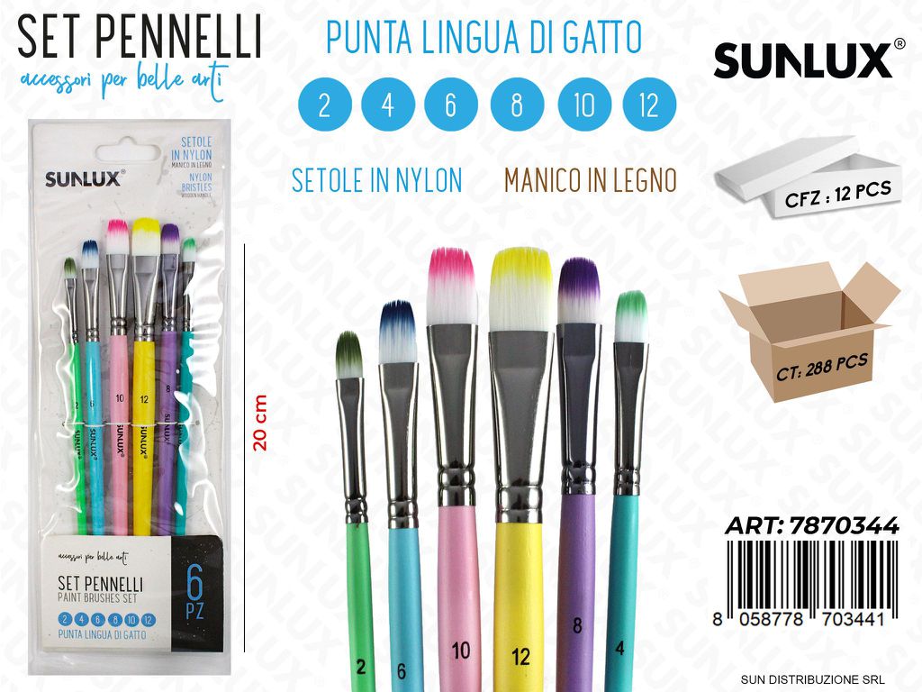 Set di Pennelli Artistici Mis. 2-6-10-12-8-4 6PCS