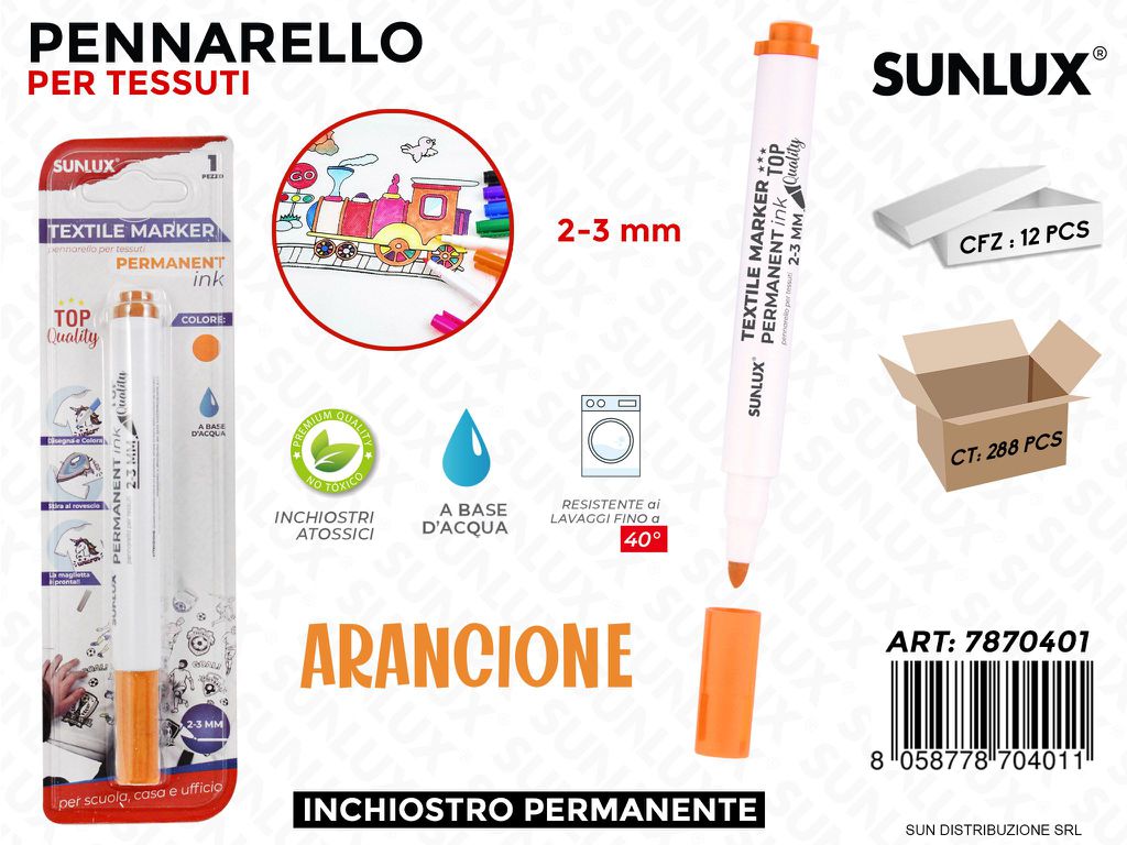 Bl. Pennarello per Tessuti Perm. Arancione / Pz da 12