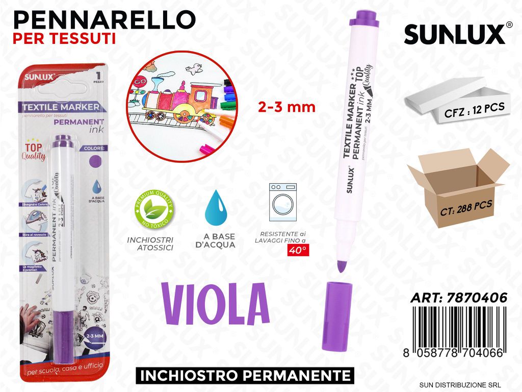 Bl. Pennarello per Tessuti Perm. Viola / Pz da 12