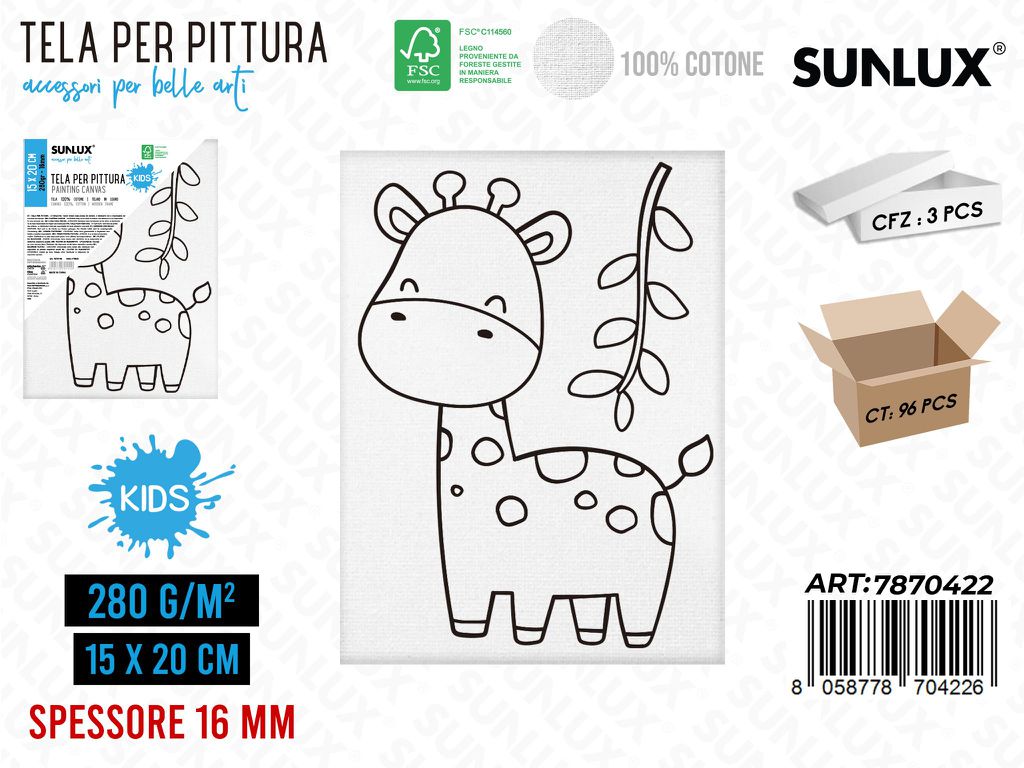 Sunlux Tela per Pittura 15*20CM 16MM 280GR