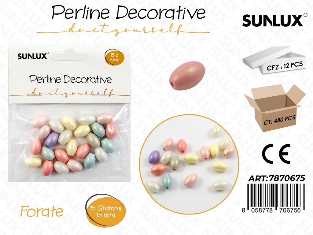 Perline Dec. Forate Col. Ass. 15GR 15MM