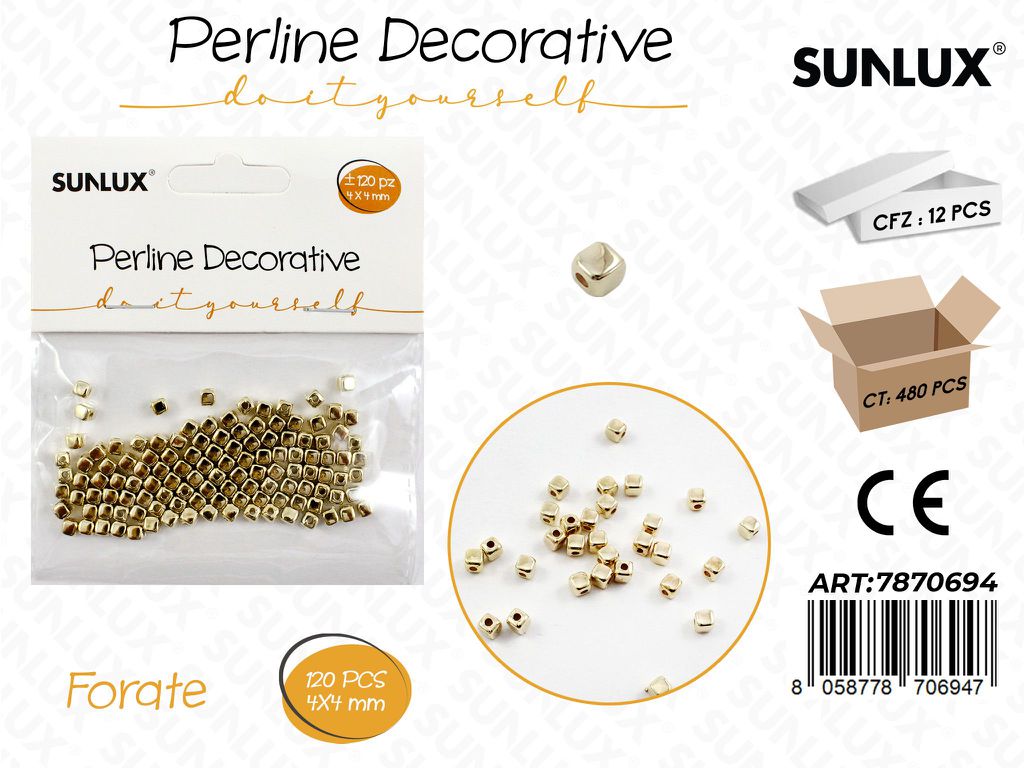 Perline Dec. Forate Oro 120PCS 4*4MM