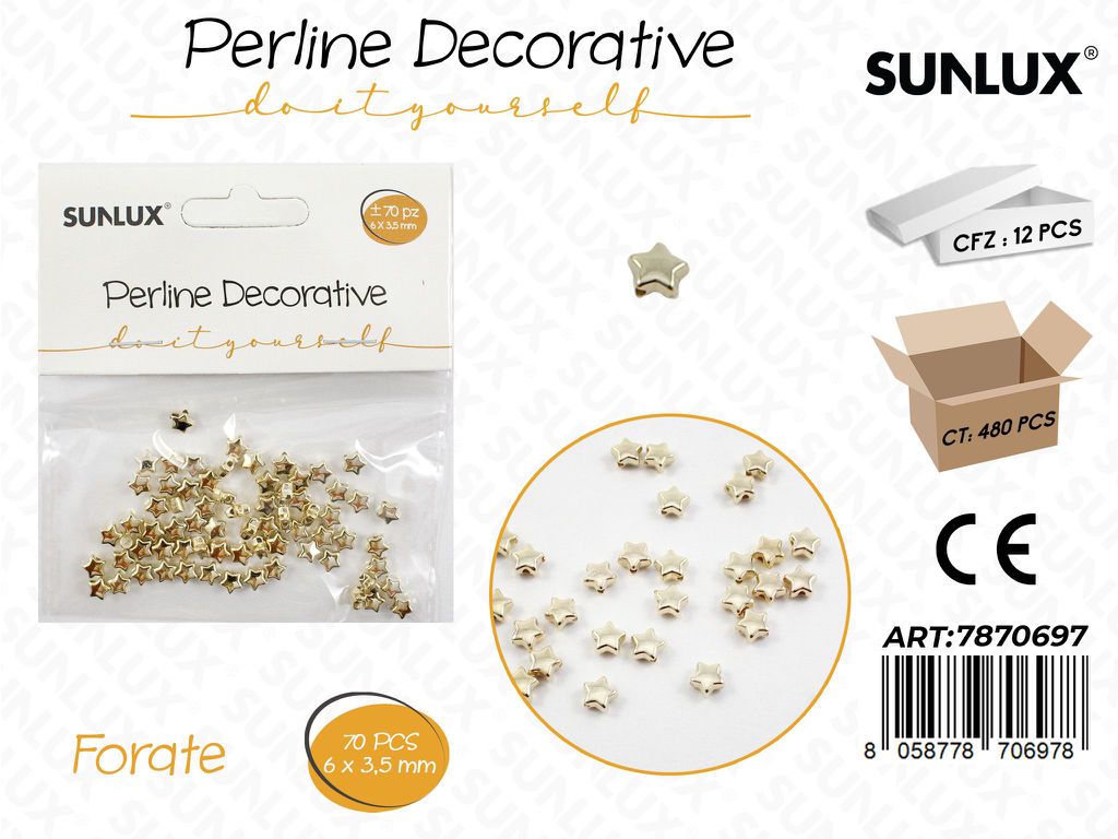 Perline Dec. Forate Oro 70PCS 6*3.5MM