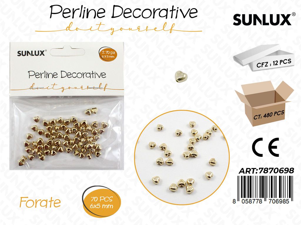 Perline Dec. Forate Oro 70PCS 6*5MM