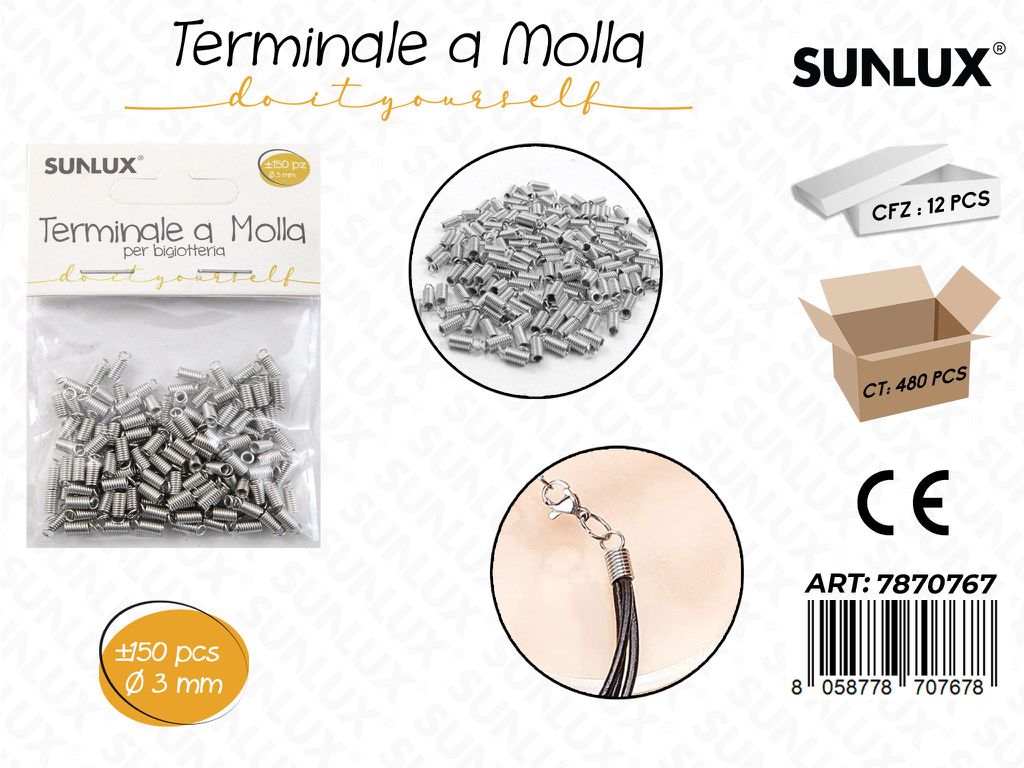 Sunlux Terminale a Molla Bigiot. Arg. 150PCS 3MM
