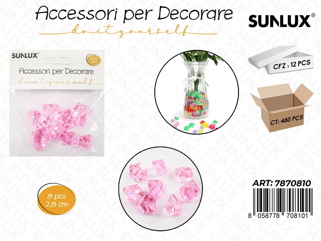 Sunlux Acc. per Dec. Rosa 8PCS 2.8CM