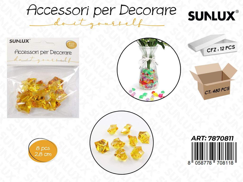 Sunlux Acc. per Dec. Giallo 8PCS 2.8CM