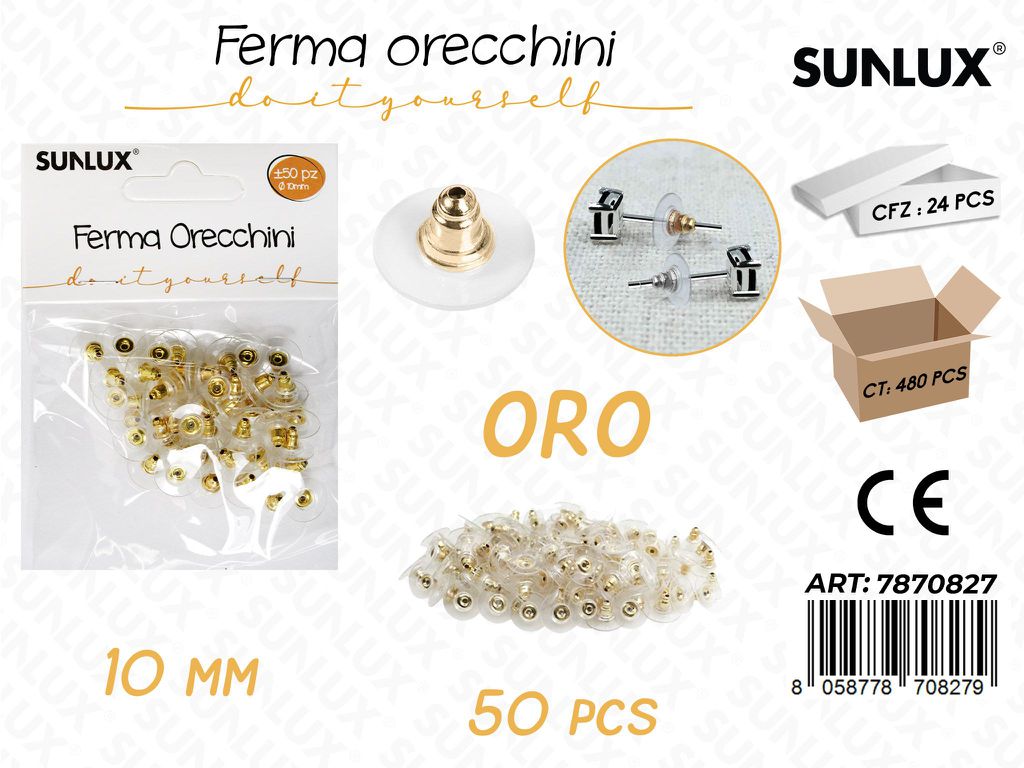 Sunlux Fermaorecchini Oro 50PCS 10MM