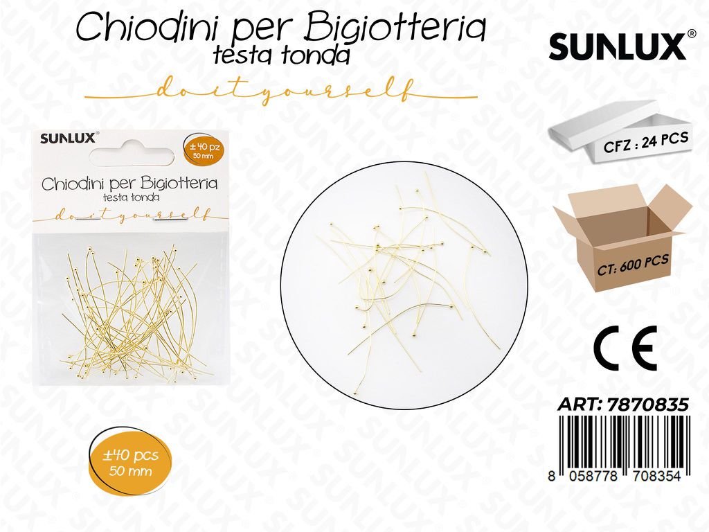 Sunlux Chiodini Bigiot. Tonda Oro 40PCS 50MM