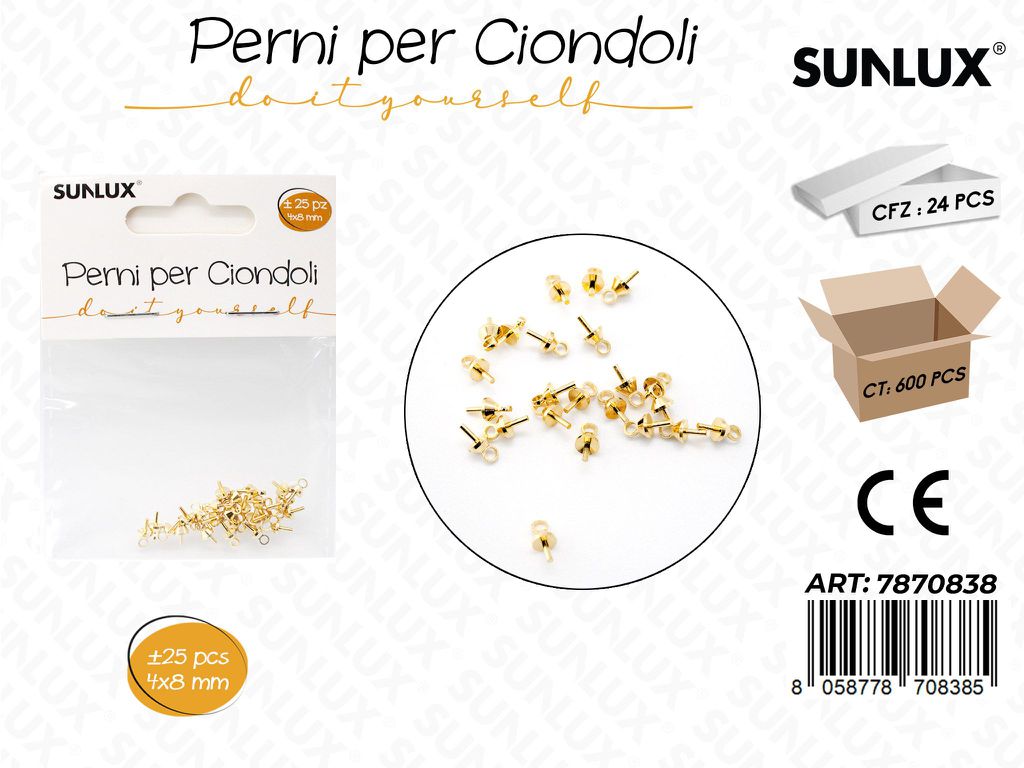 Sunlux Perni per Ciondoli Oro 25PCS 4*8MM