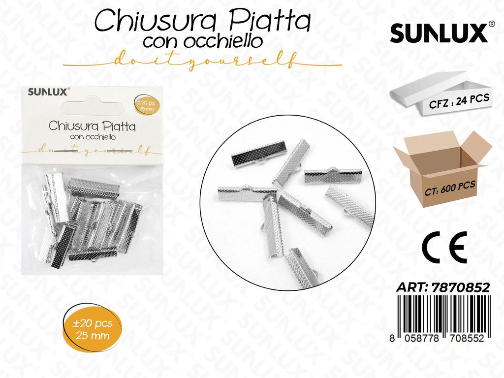Sunlux Chiusura Piatta c/ Occh. Arg. 20PCS 25MM