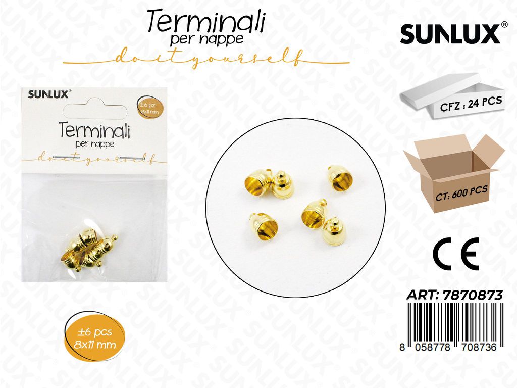 Sunlux Terminali per Nappe Oro 6PCS 8*11MM