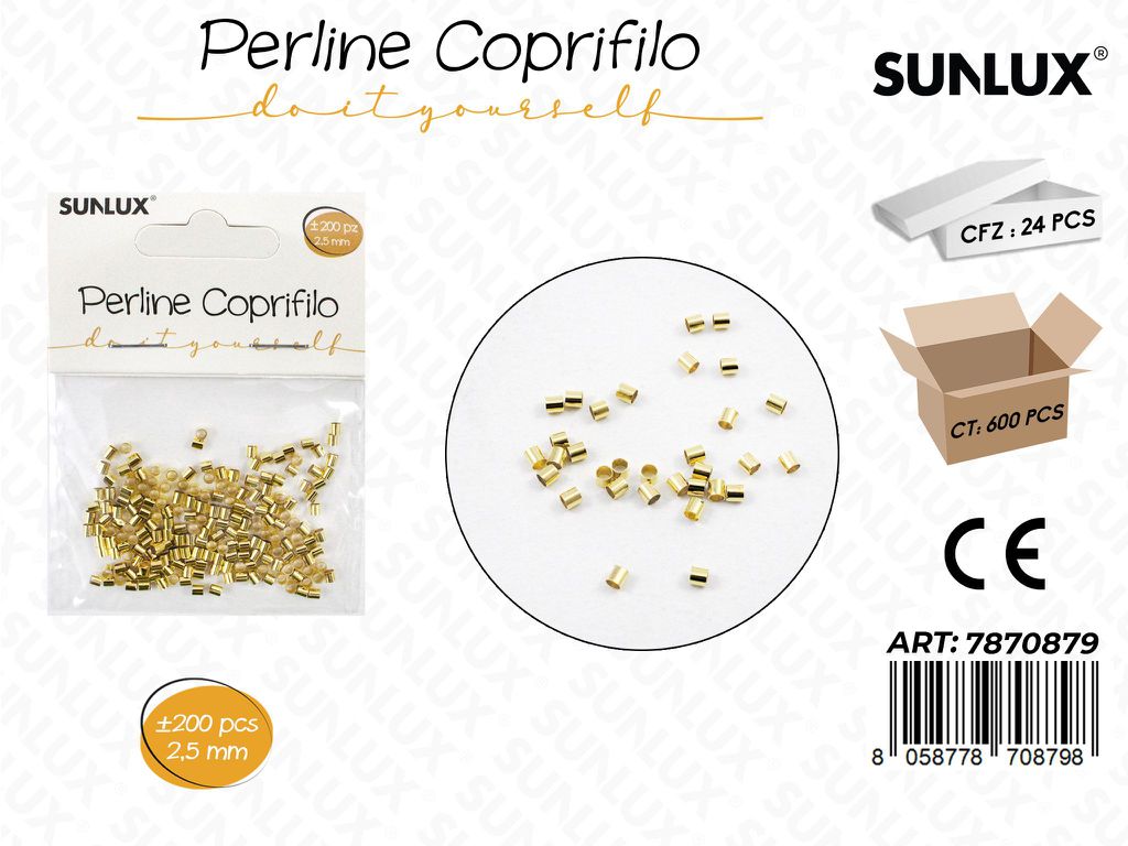 Sunlux Perline Coprifilo Oro 200PCS 2.5MM