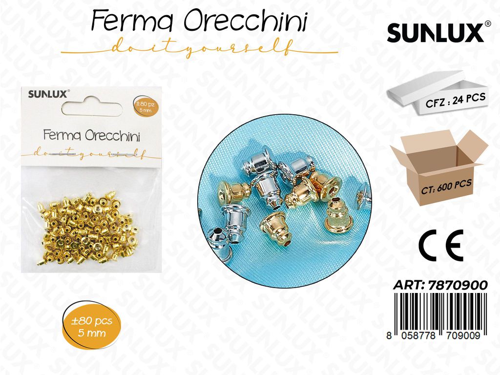 Sunlux Ferma Orecchini Oro 80PCS 5MM