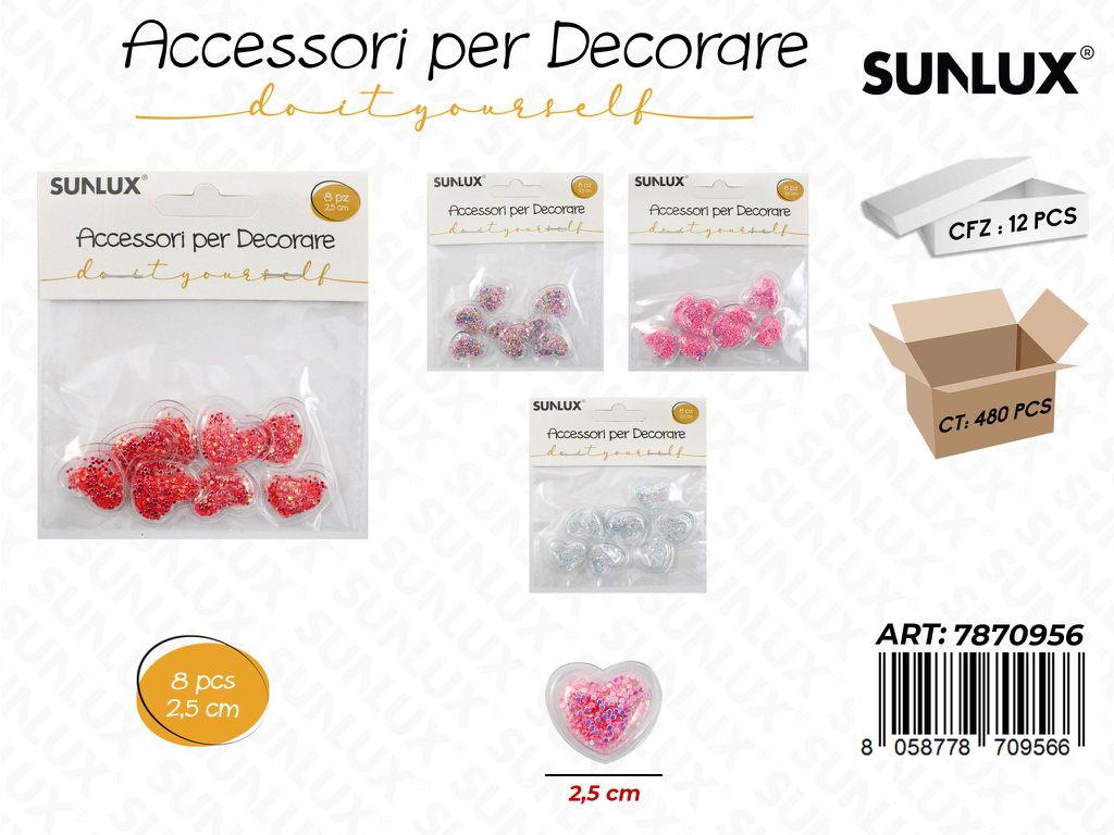 Acc. per Decorare Col. Ass. 2.5CM 8PCS