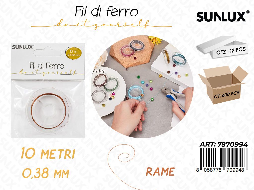 Sunlux Fil di Ferro Rame 0.38MM*10MT