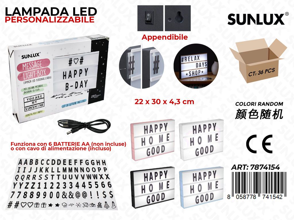 Lampada Led PERSONALIZZABILE22*30*4.3CM
