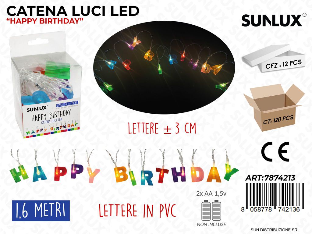 Catena Luci Led Happy Birthday 3CM*1.6MT