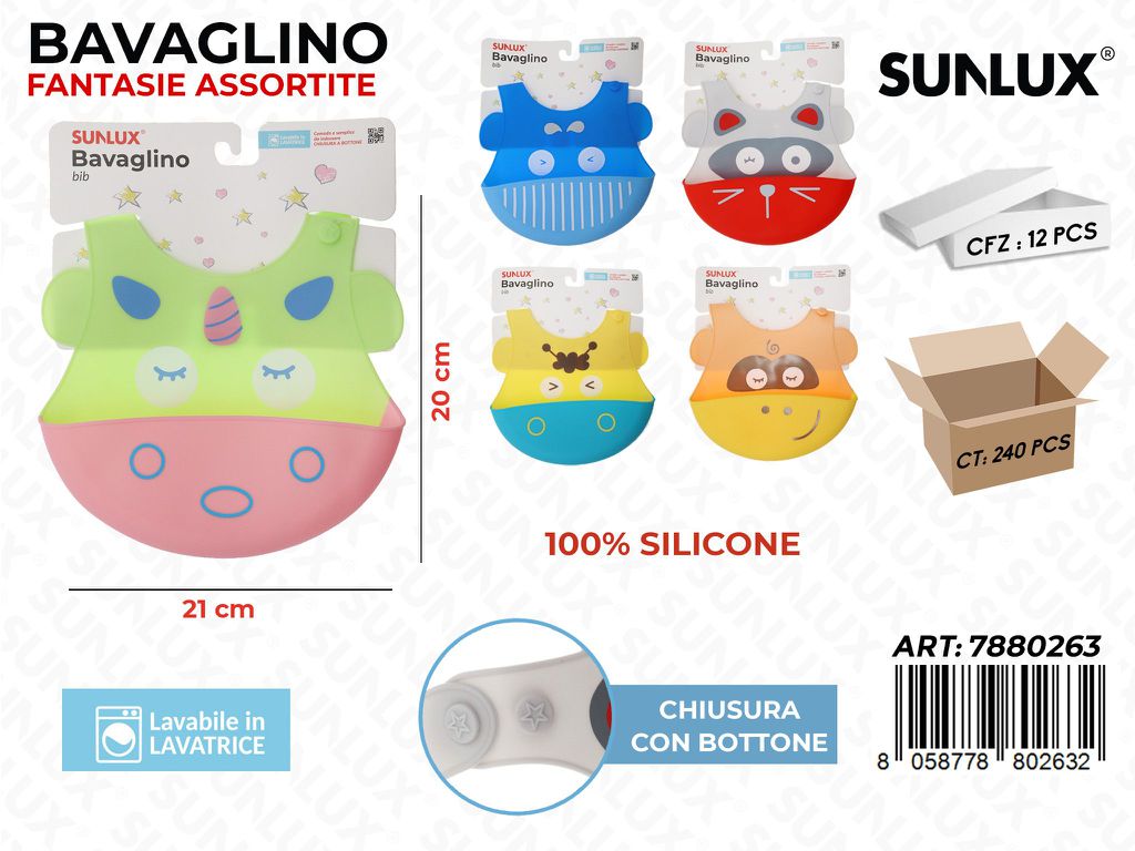 Sunlux Bavaglino Silicone c/ Bot. Ass. 21*20CM