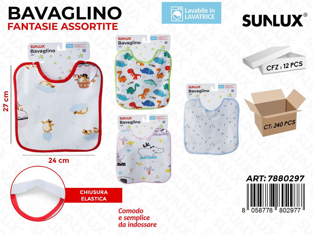 Sunlux Bavaglino Elastico Ass. 24*27CM