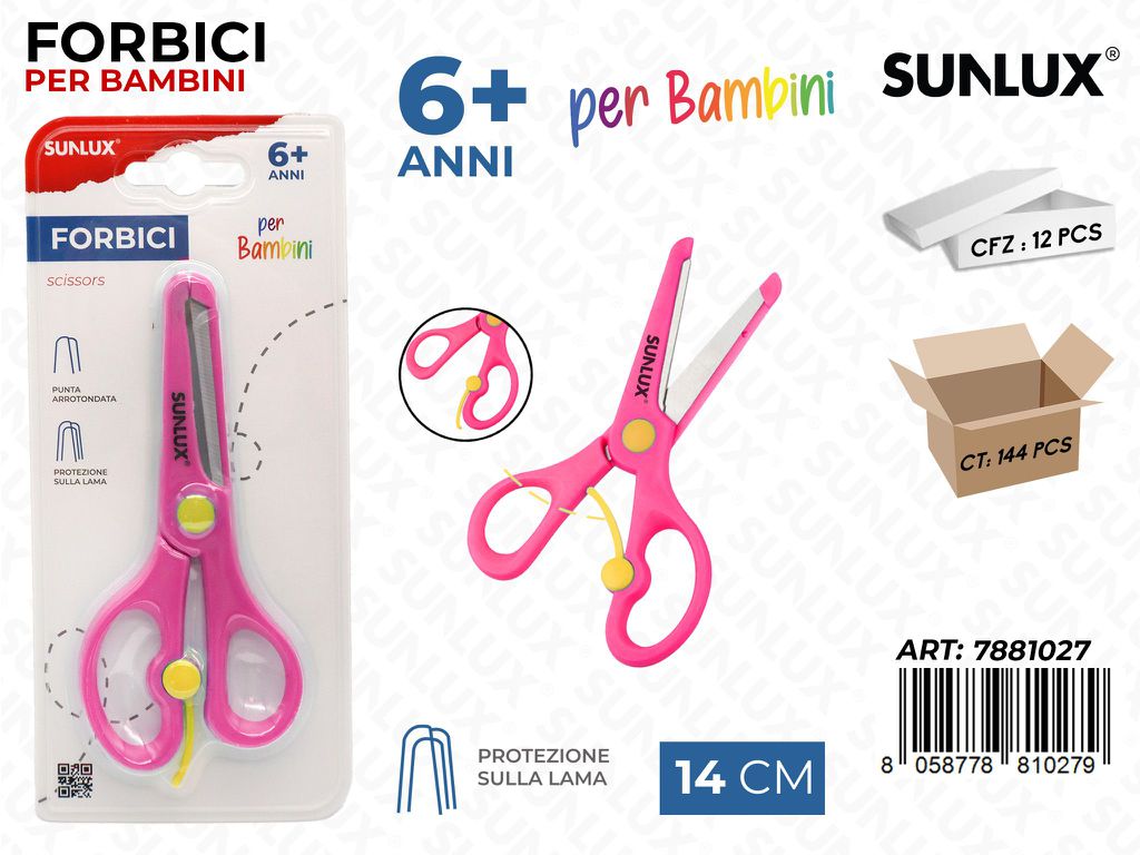 Sunlux Forbici per Bambini Rosa 14CM