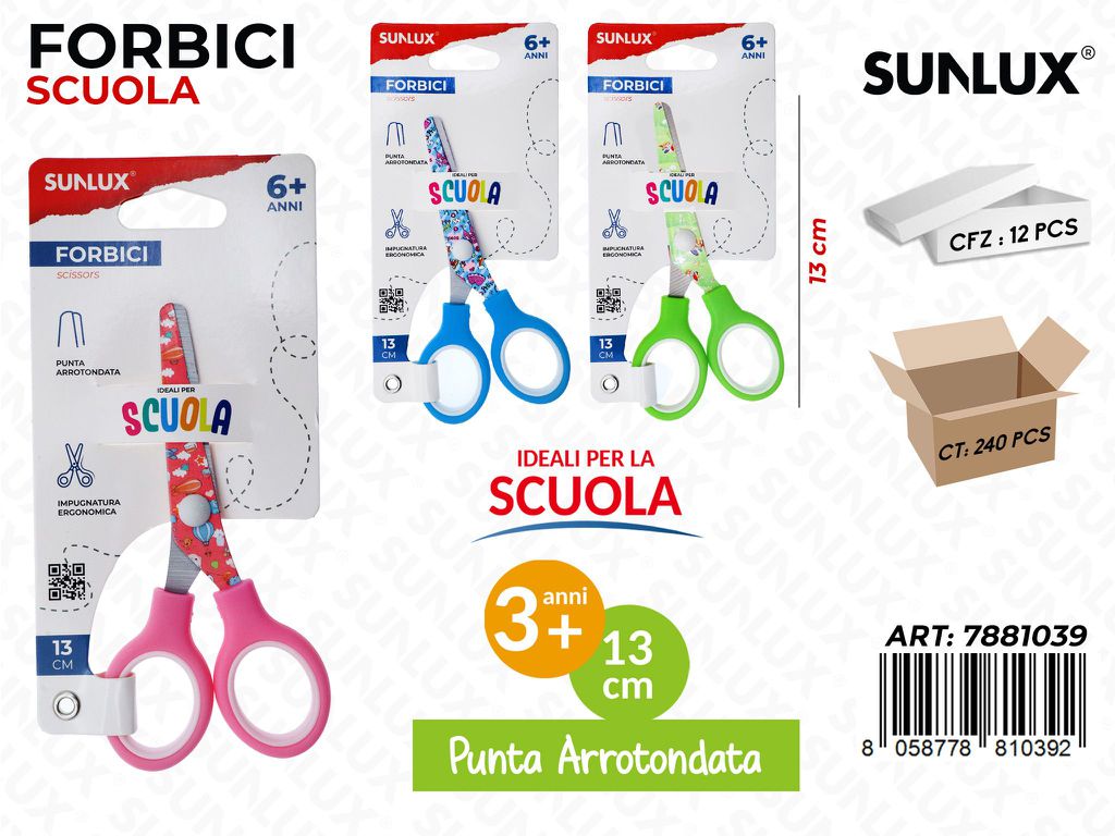 Forbici Scuola Bambini Ass. 13CM