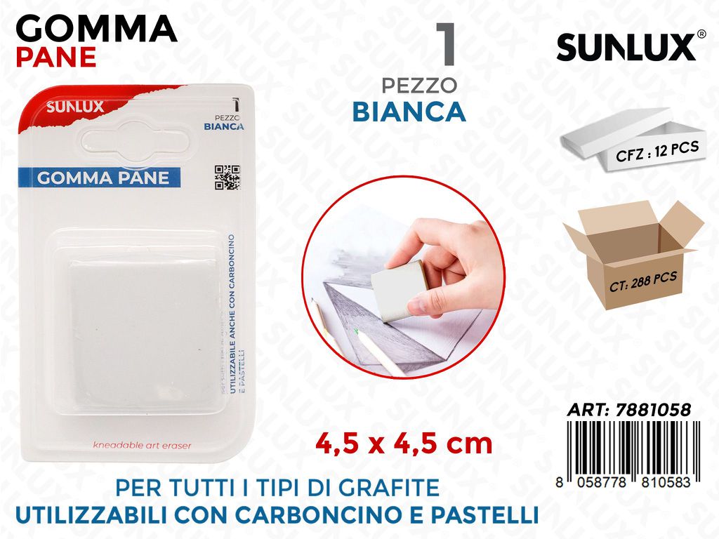 Sunlux Gomma Pane Bianca 4.5*4.5CM
