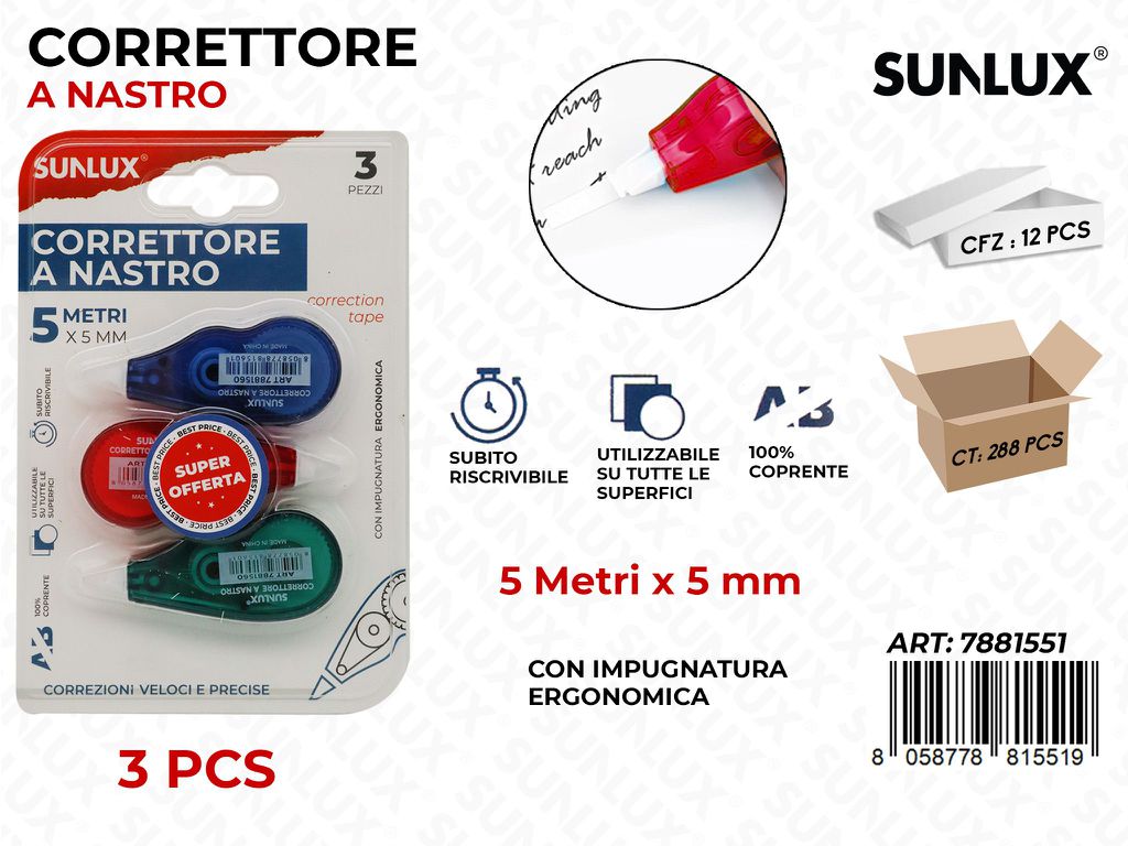 Bl. Correttore a Nastro 3PCS 5MM*5MT