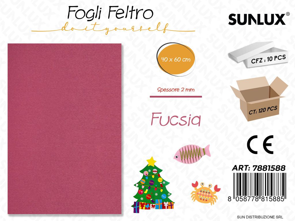 Fogli di Feltro Fucsia 40*60CM 2MM