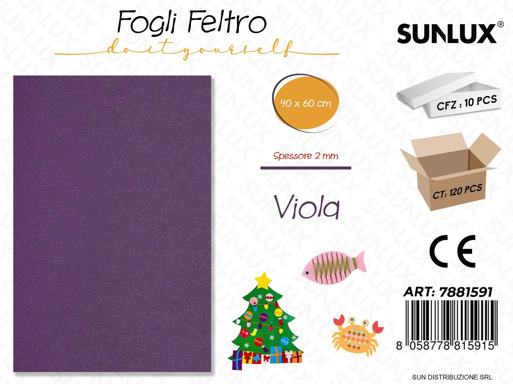 Fogli di Feltro Viola 40*60CM 2MM