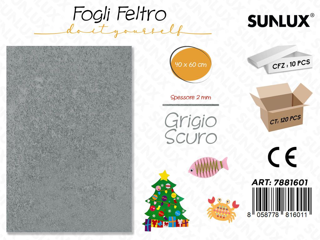 Fogli di Feltro Grigio Scuro 40*60CM 2MM
