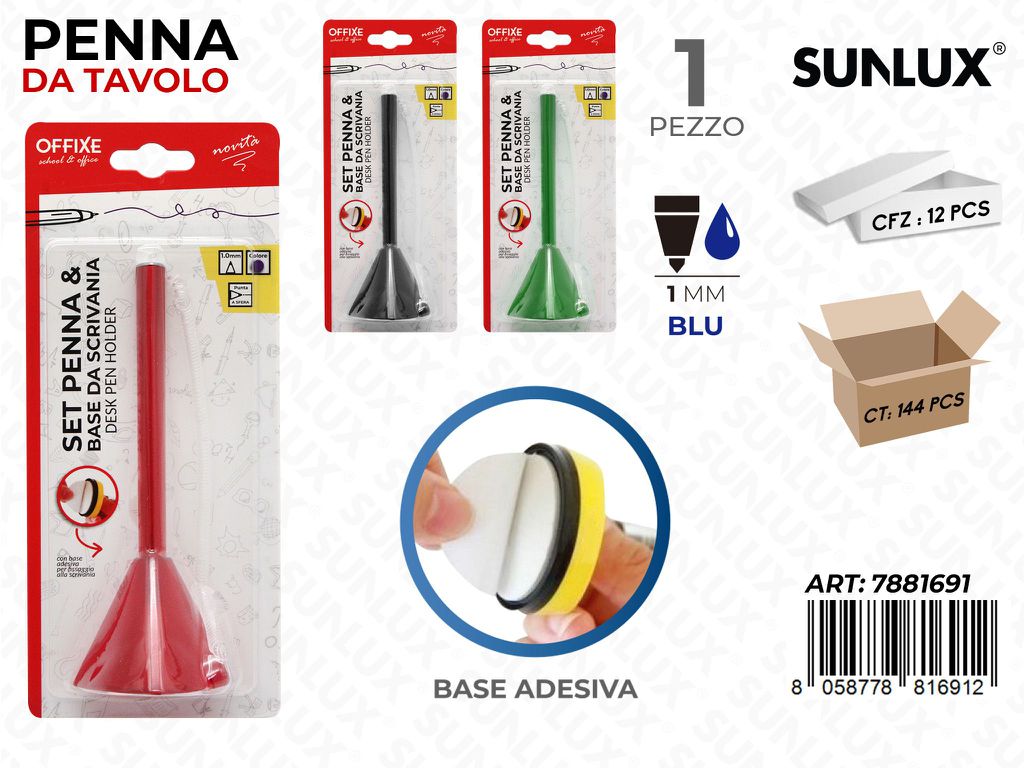 Set Penna da Tavolo Blu 1MM Col. Ass.