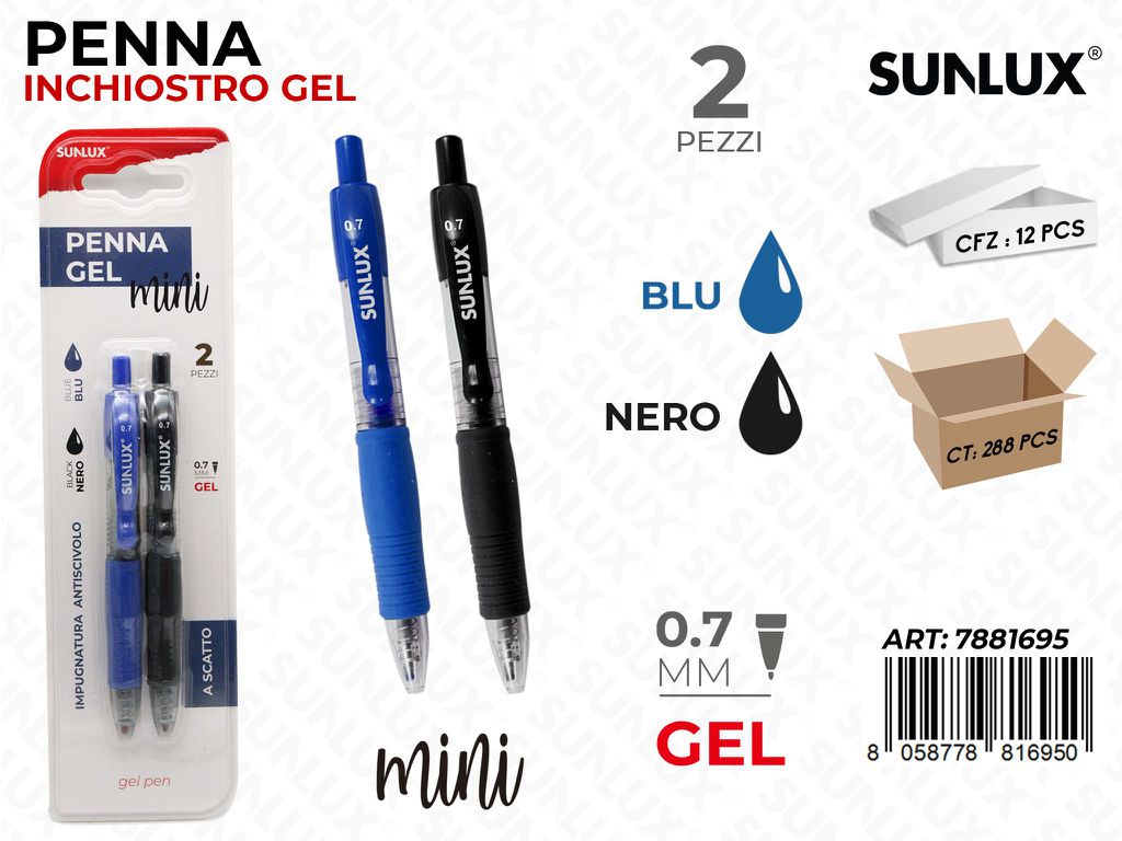 Penna a Scatto Gel Mini Col. Ass. 0.7MM 2PCS