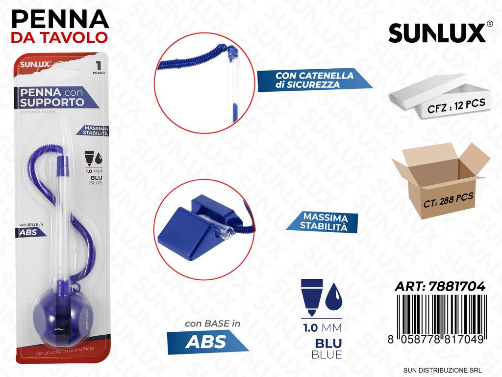 Penna con Supporto Blu 1.0MM