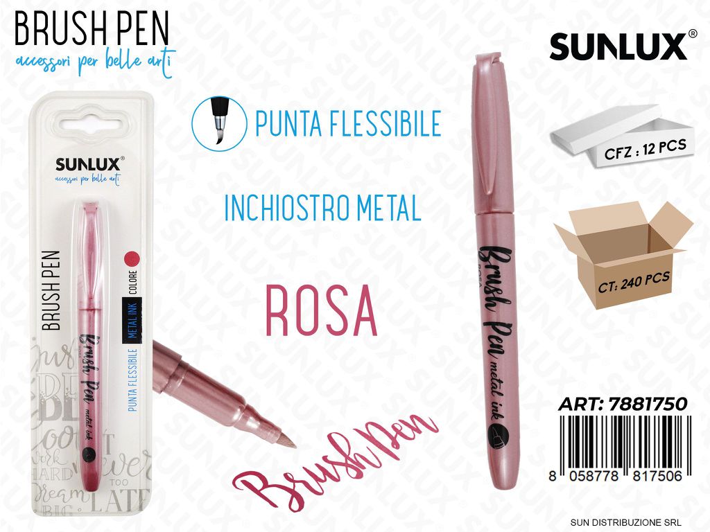 Bl. Brush Pen Calligrafia Rosa Metal