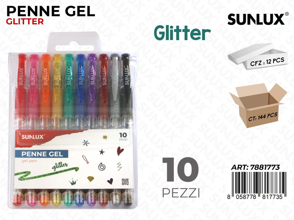 Sunlux Penne Gel Glitter 10PCS