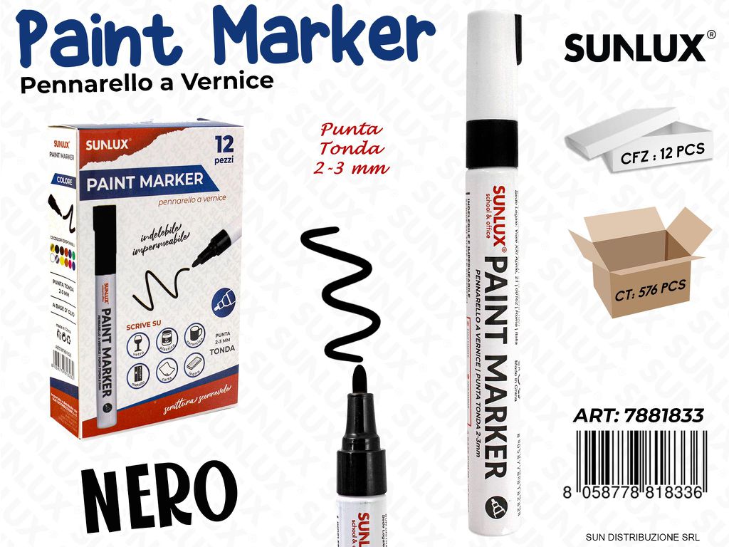 Pennarello a Vernice Nero 2-3MM