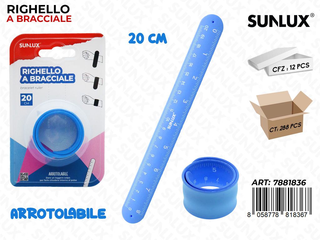 Sunlux Righello a Bracciale Arrotolabile Blu 20CM
