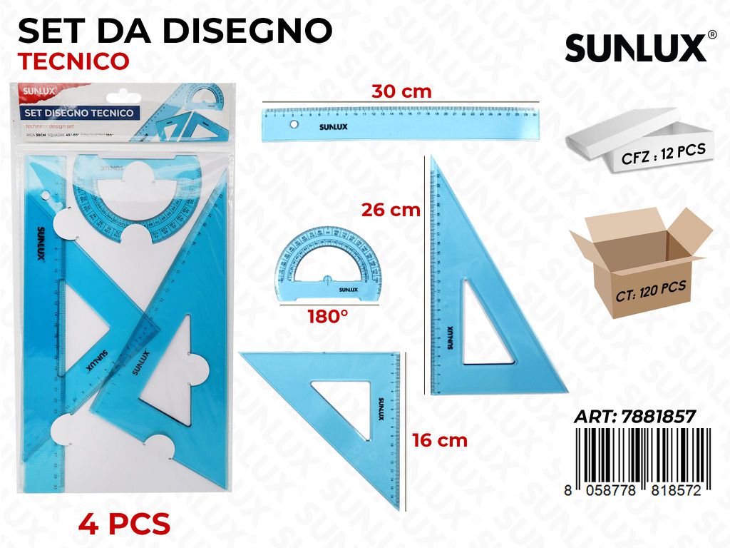 Set da Disegno Tecnico 4PCS Mis. Ass.