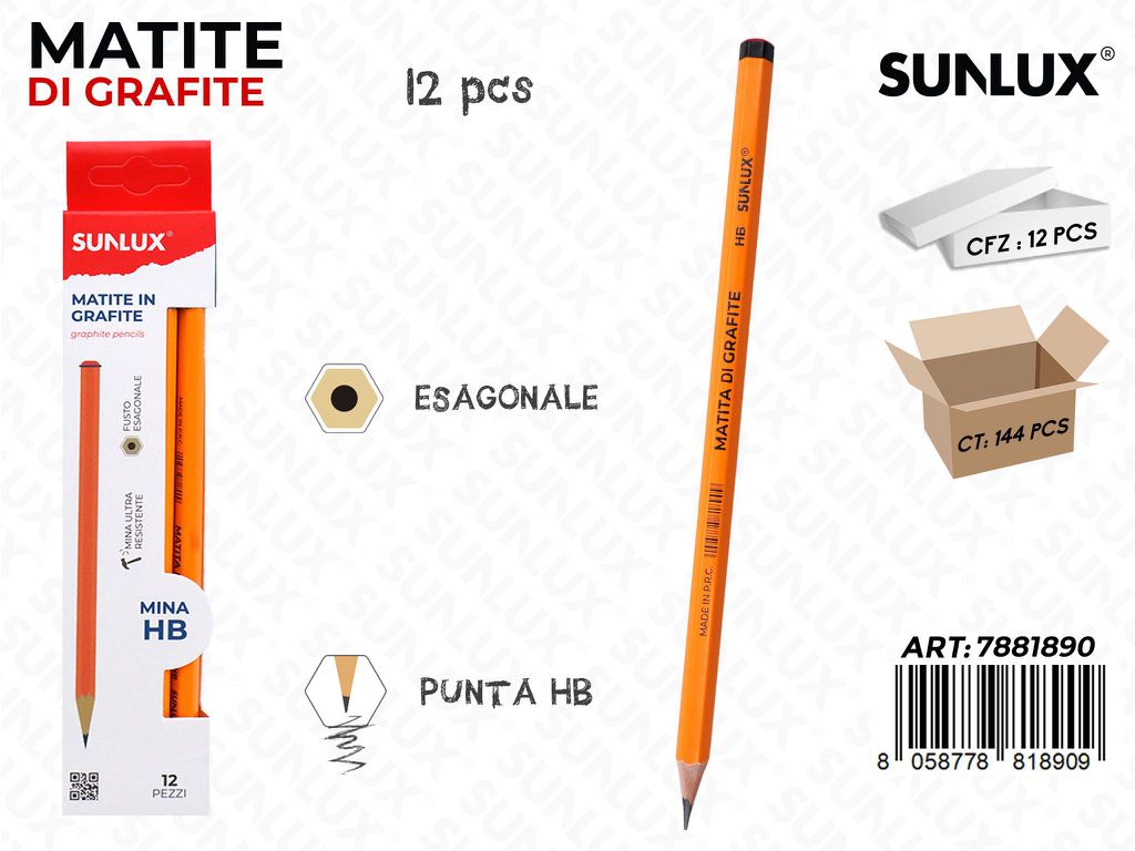 Sunlux Matite di Grafite Hb 12PCS