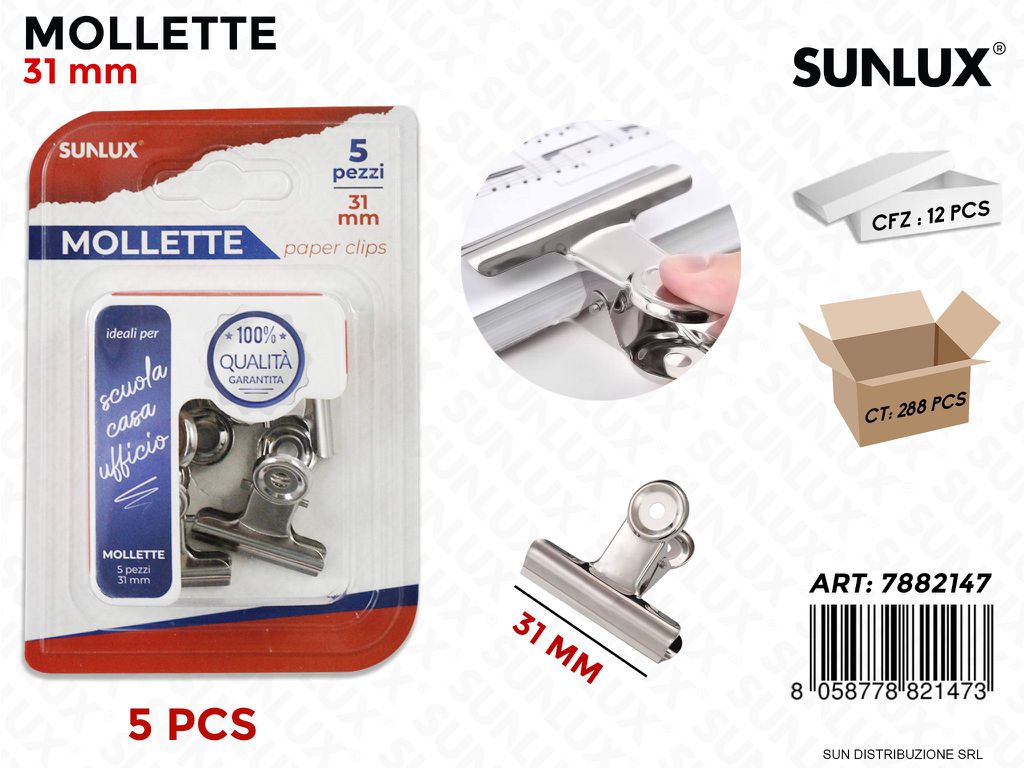 Bl. Mollette in Metallo 5PCS 31MM/ Pz da 12