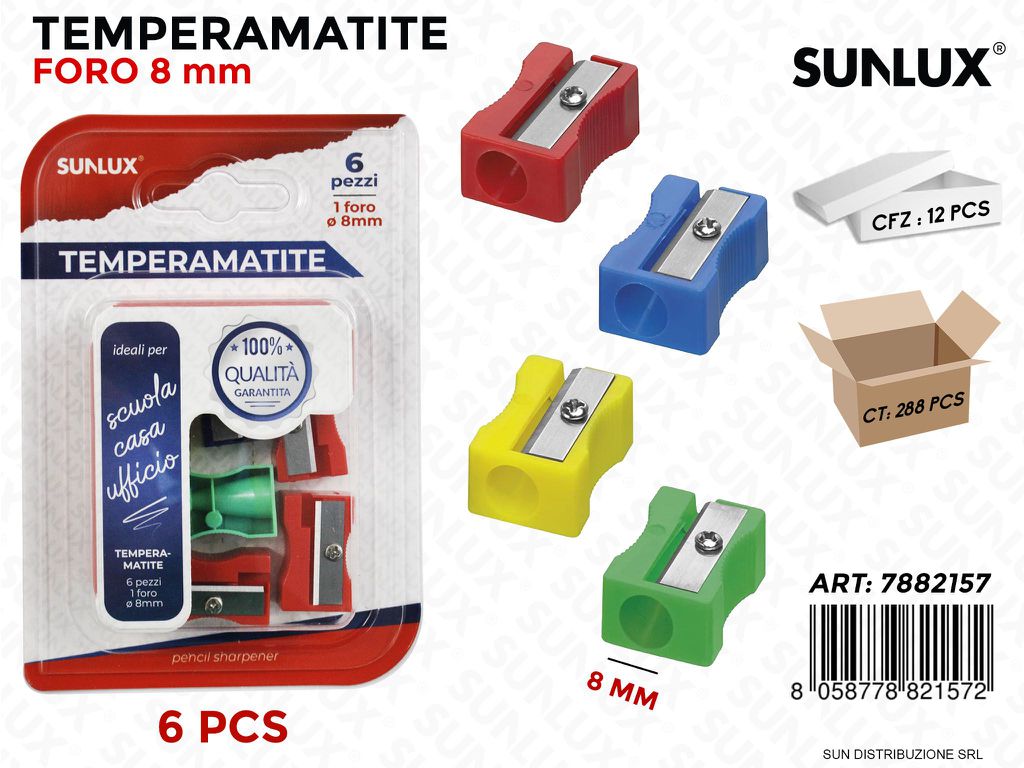 Bl. Temperamatite 1 Foro 6PCS Col. Ass.