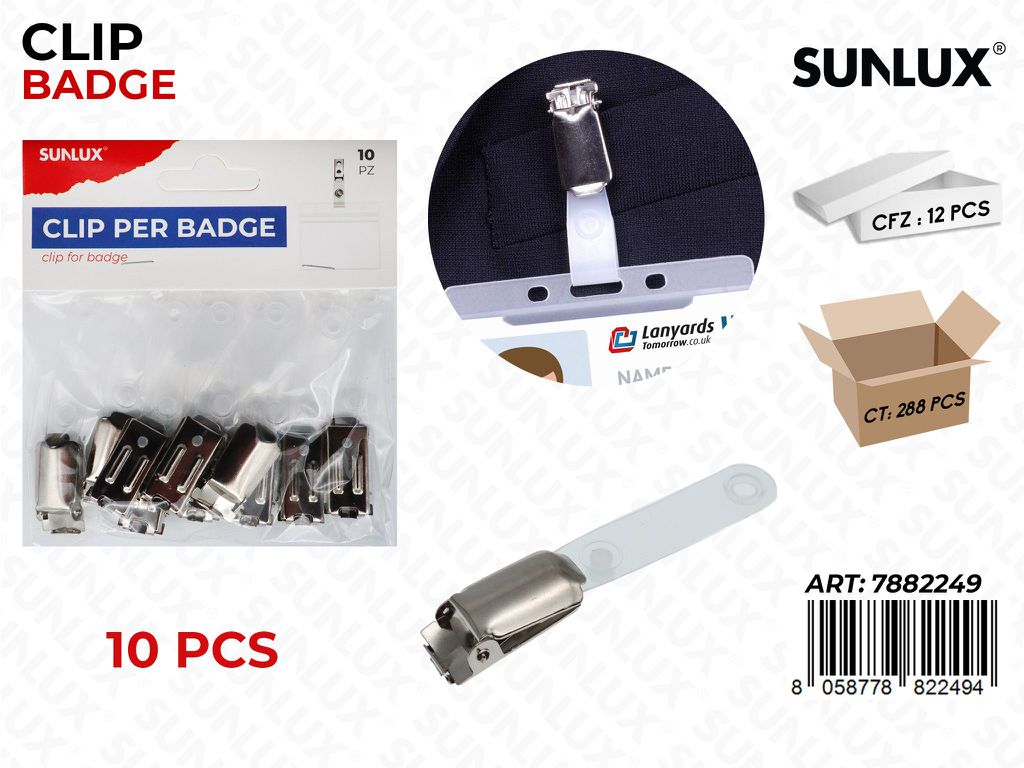 Sunlux Clip per Badge 10PCS