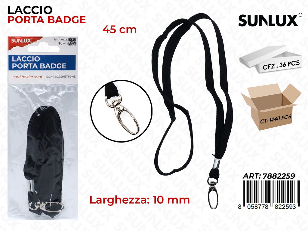 Laccio Porta Badge Nero 45CM