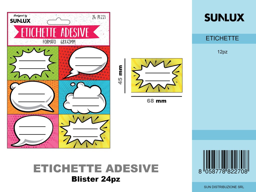 Etichette Adesive Fumetti 24 Pcs